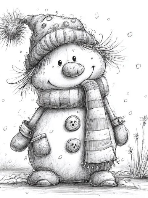Snowman Art, Cute Snowman, Winter Character, Frosty Snowman, Holiday Snowman, Christmas Art, Cozy Snowman, Snowman Sketch, Winter Friend