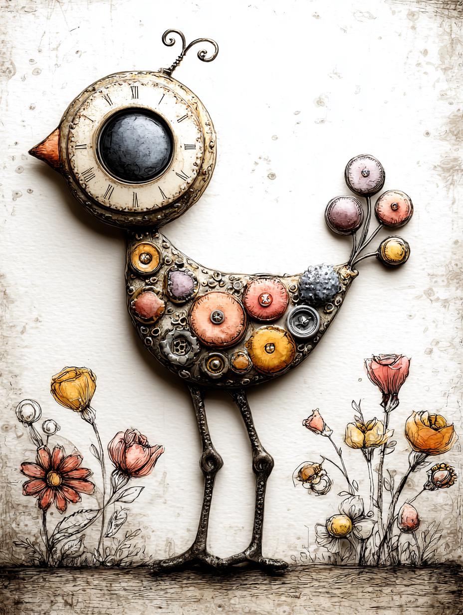 Birds the Word – Whimsical Steampunk Bird Art Collection - Image 9