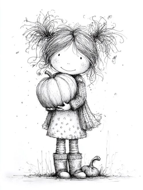 pumpkin picking, fall harvest, cute illustration, autumn sketch, rustic decor, cozy pumpkins, farmhouse art, kids drawing, fall vibes