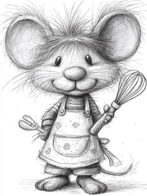 Baking Animals CLIPART, Whimsical Kitchen Critters, Sketch Style Bakery Characters, Animal Chef Illustration, Cozy Cooking Theme Art