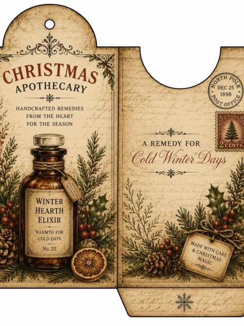 Christmas Apothecary Pockets CLIPART, Victorian Holiday Pockets, Winter Journal Ephemera, Printable Christmas Pocket Set