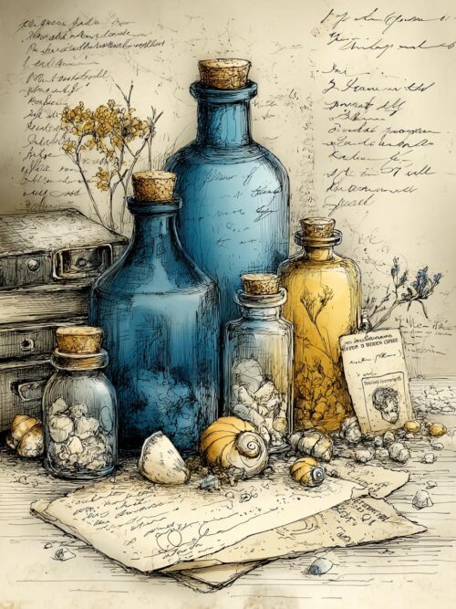 Maritime Remedies CLIPART, Victorian Apothecary Bottles, Coastal Curiosities, Ocean Herbarium Collection, Seaside Ephemera Art