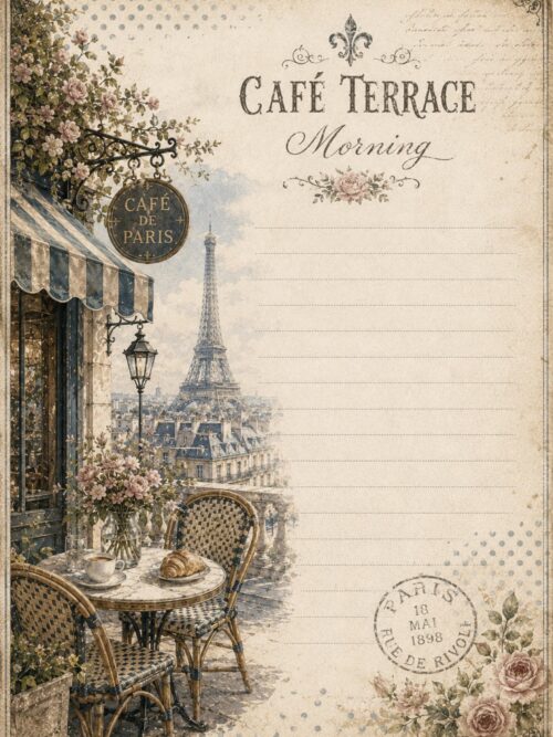 Paris Café Society CLIPART, Vintage Paris Journal Pages, French Bistro Ephemera, Patisserie Papers, Café Journal Kit