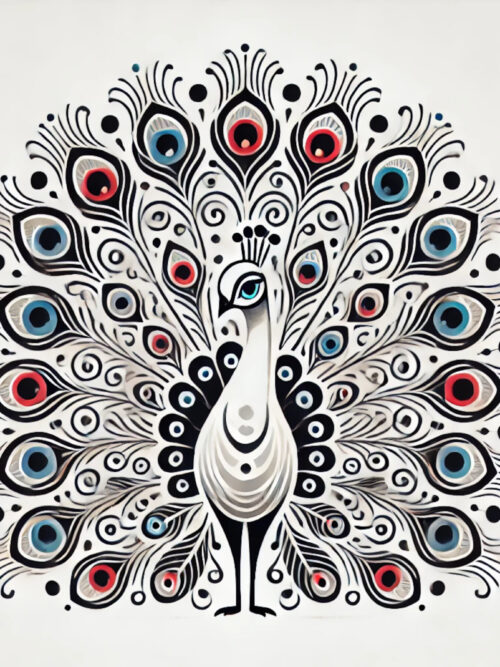 The Peacock, peacock art, bird design, feather art, line drawing, modern decor, wall print, boho animal, JPG images