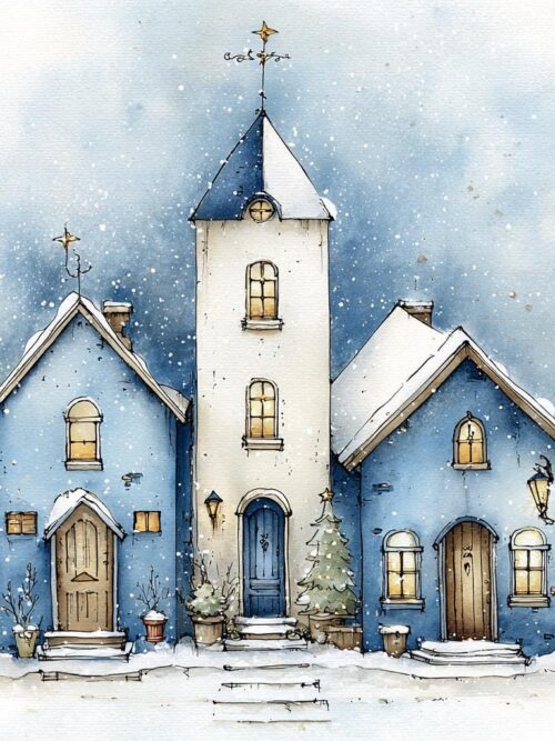 Christmas Village, Winter Homes, Cozy Winter, Festive Town, Holiday Magic, Snowy Night, Xmas Houses, Winter Charm, Blue Christmas