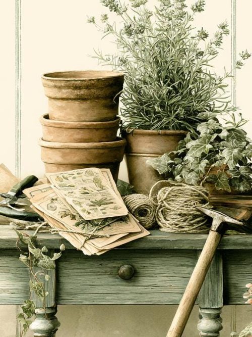 Victorian Potting Bench Bookmarks | Printable Gardening Bookmarks | Greenhouse Garden Digital Download | Botanical Bookmark Set