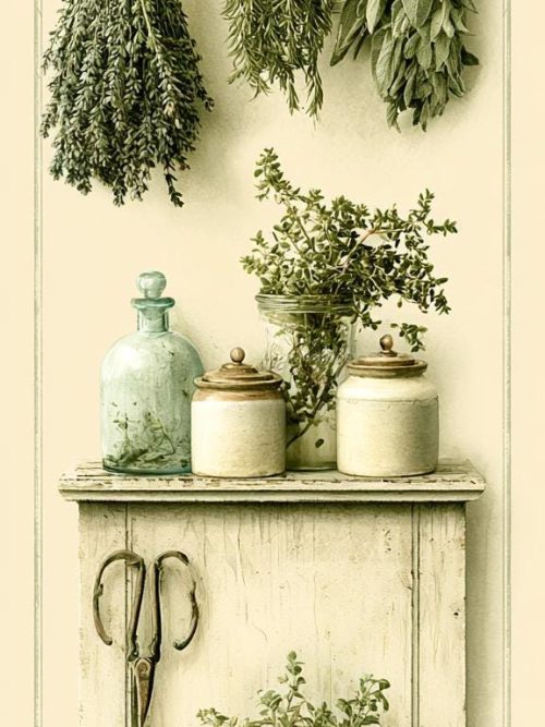 Victorian Herb Drying Bookmark Set | Printable Botanical Bookmarks | Cottage Garden Digital Download | Greenhouse Herb Collection