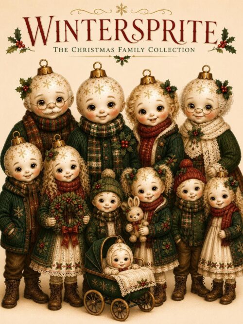 Christmas Family Clipart Bundle, Wintersprite Heirloom Bauble Characters, Vintage Storybook PNG Collection