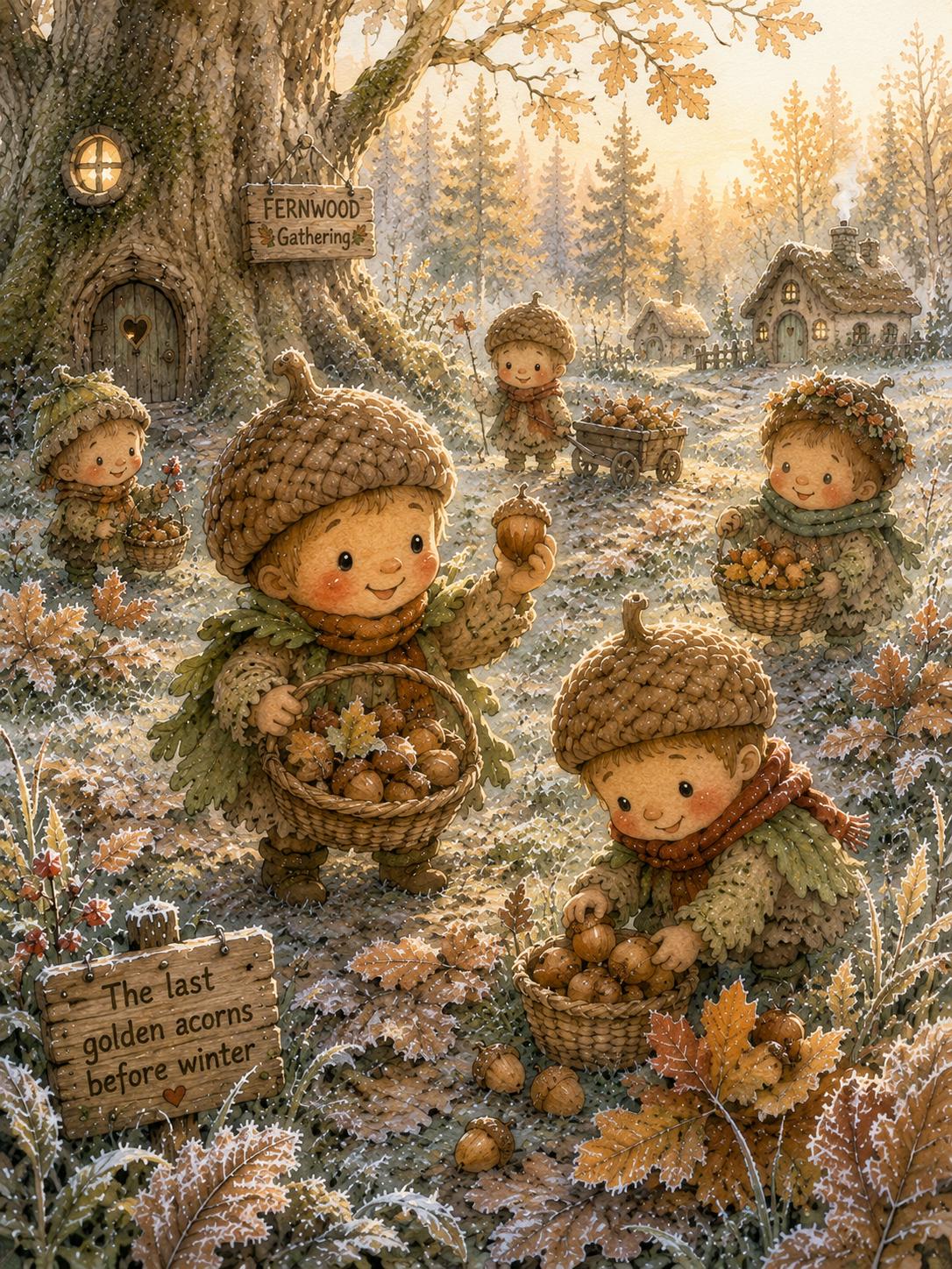 Fernwood First Frost | Whimsical Woodland Watercolour Print Set | Acorn Folk | Autumn to Winter | Storybook Nursery Decor - Image 2