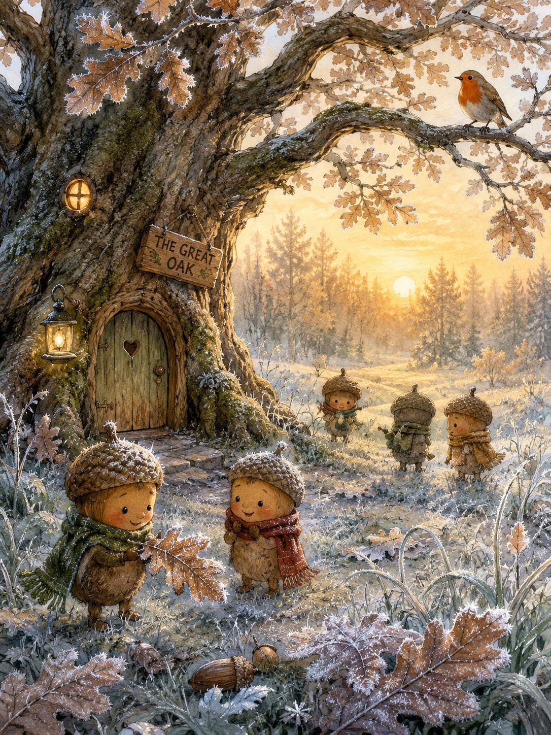 Fernwood First Frost | Whimsical Woodland Watercolour Print Set | Acorn Folk | Autumn to Winter | Storybook Nursery Decor - Image 4