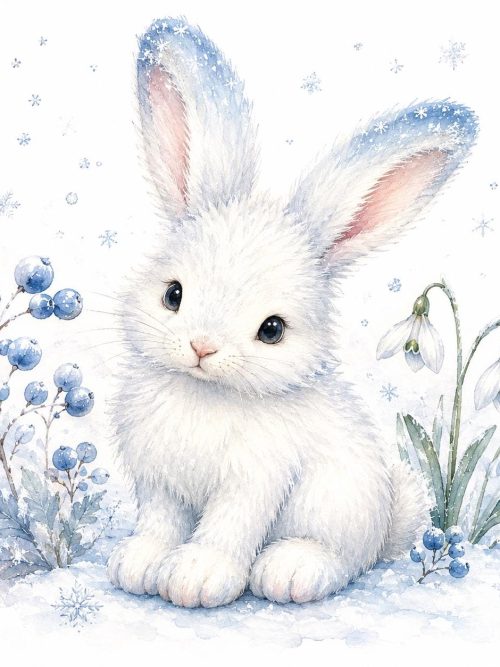 Frostwick Winter Animals Clipart Bundle, Snow Fox, Crystal Deer, Winter Owl, Watercolour Woodland Animals, Cute Winter PNG Set