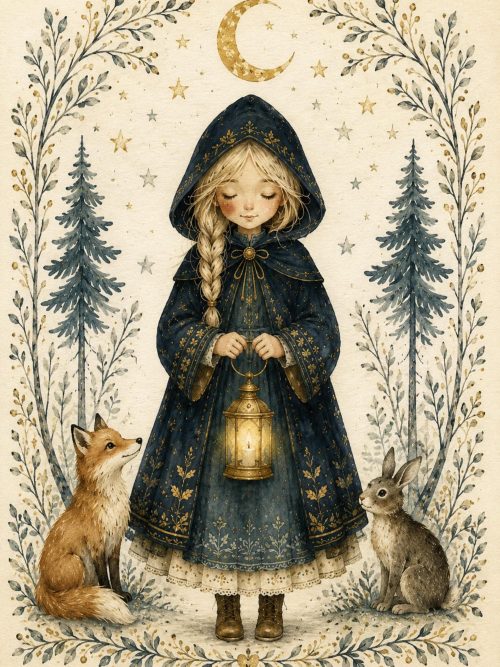 Woodland Storybook Girls Printable Wall Art, Vintage Fairy Tale Illustrations, Cottagecore Decor, Forest Animals, Nursery Art Set