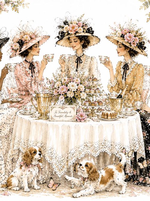 Ladies Garden Party Watercolour Printables | Elegant Edwardian Tea Party | Cottagecore Fashion Art | Junk Journal Ephemera