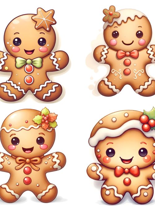 20 Cute Whimsical Gingerbread Men Clipart - 20 High Quality PGNs Digital Download - Card Making, Mixed Media, Digital Paper Craft