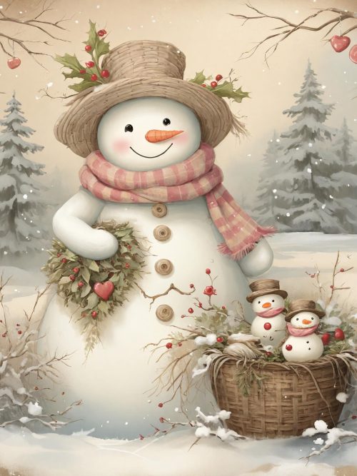 Whimsical Christmas Snowmen, 12 High Quality PGNs Digital Download - Card Making, Mixed Media, Digital Paper Craft