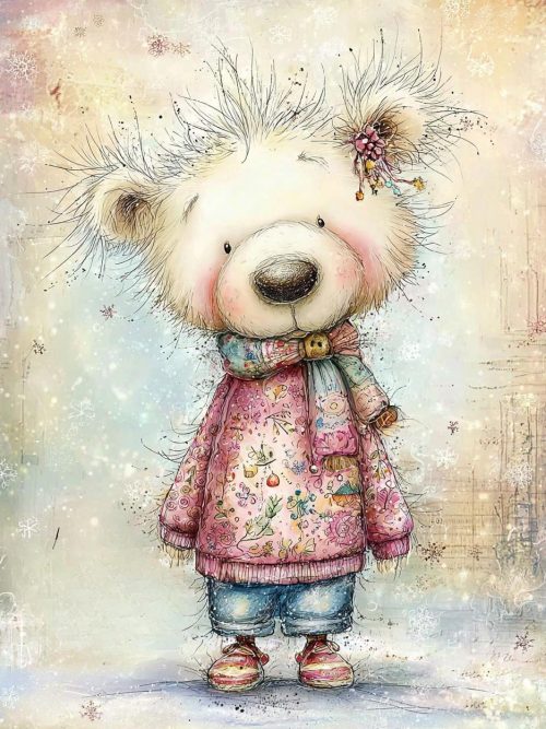 Snugglebear Lane Clipart Set, Cozy Winter Bear Art, Watercolor Christmas Illustration, Pastel Holiday Clipart Bundle