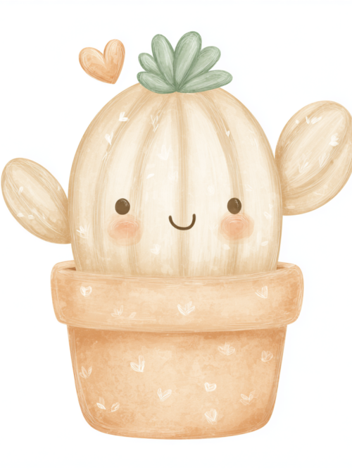 Cute Pastel Cactus Clipart Kawaii Smiling Cacti in Pots Boho Nursery Watercolour Succulent Flowers Digital Art
