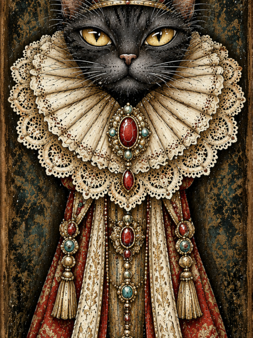 Royal Cat Bookmarks Printable, Tudor Cat Art, Funny Cat Bookmark, Regal Cats, Book Lover Gift, Printable Bookmark Set