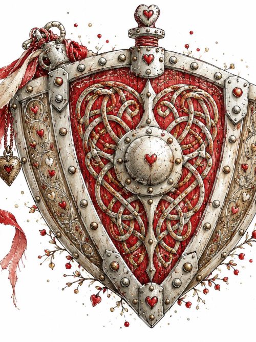 Romantic Fantasy Knight Armour Clipart, 6 Medieval Heart Sword Shield Key Lock Helmet PNG, Valentine Gothic Fairytale Art