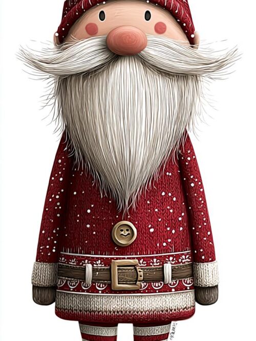 Whimsical Christmas Gnome Clipart Set of 4 | Scandinavian Santa Characters, Vintage Nordic Christmas Illustrations