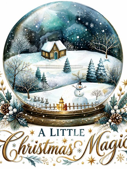 Magical Christmas Snow Globe Greeting Card Designs Winter Wonderland Cottage Snowman Festive Printable Card Making Digital Download